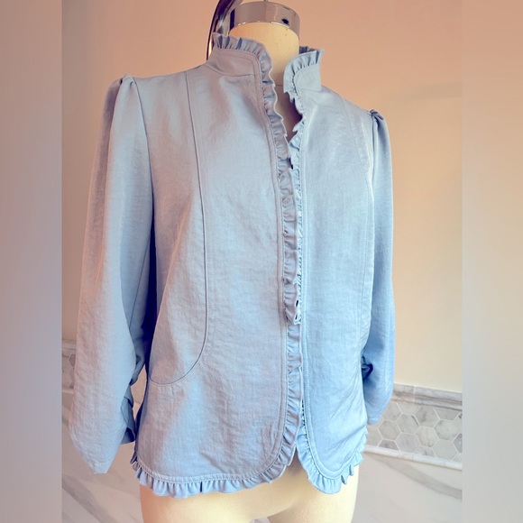 New Blue 3/4 Sleeves Jacket Blazer Sz M - Picture 2 of 14